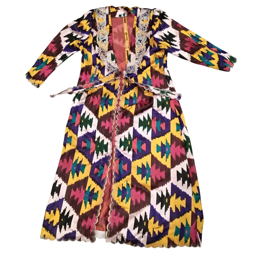 Boho Multicolor Embroidered Kimono‎ Duster Robe